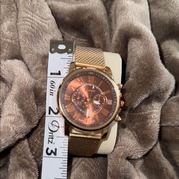 Geneva Gold Mesh Watch Elegant Accessories